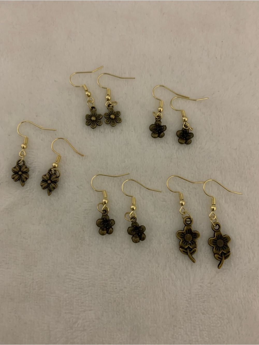 Antique Bronze Floral Dangle Earrings - Set of Assorted Styles
